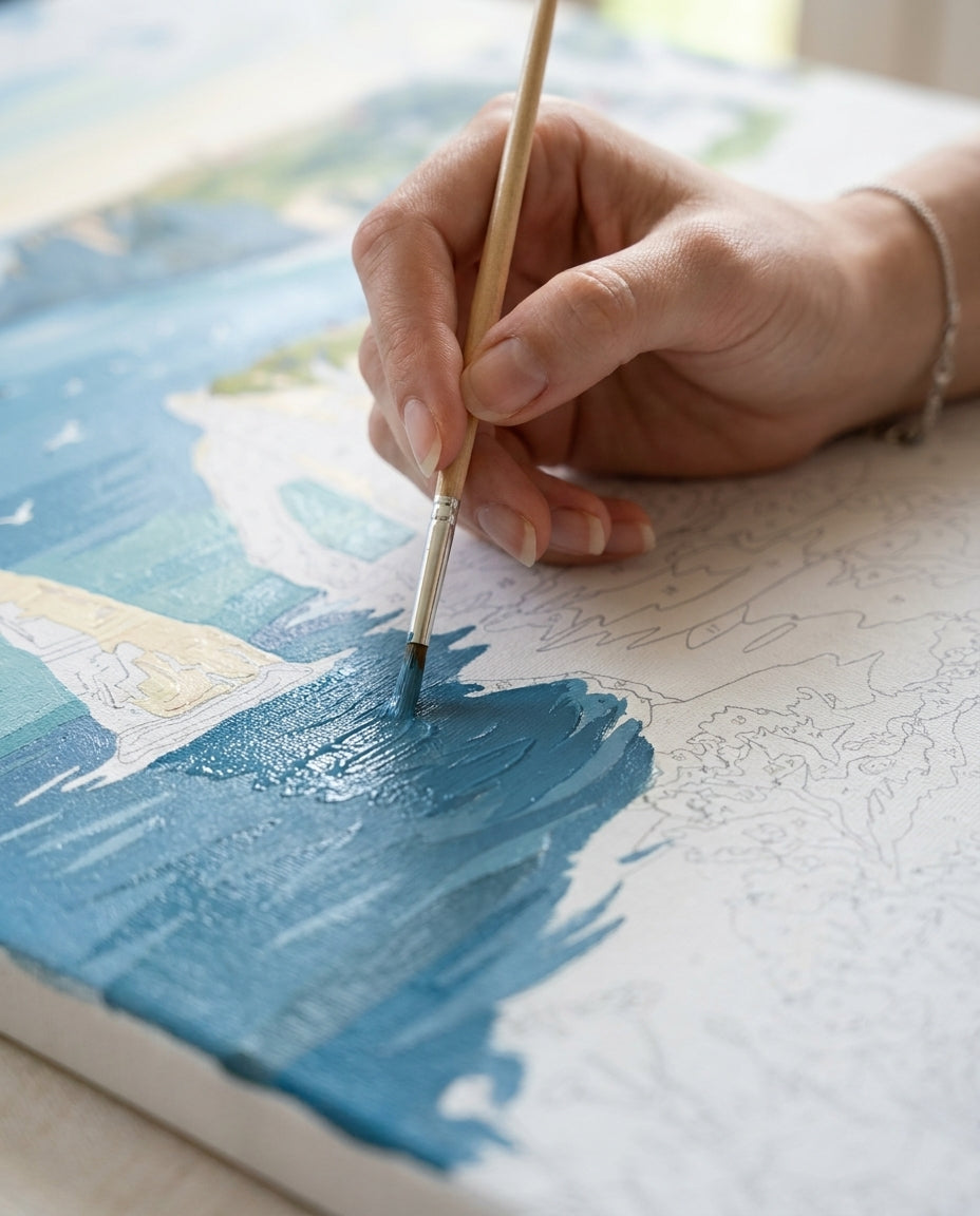 Personne qui peint une Peinture Numeros Falaises Étretat Normande