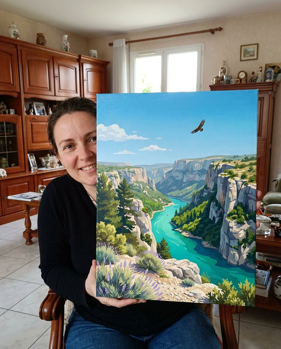Personne qui peint une Peinture Numeros Échappée aux Gorges du Verdon