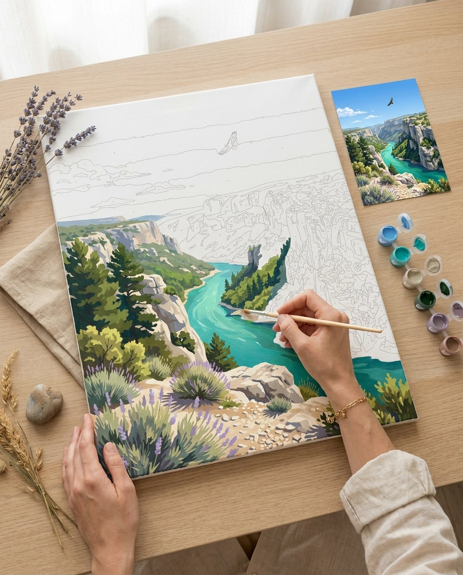 Personne qui peint une Peinture Numeros Échappée aux Gorges du Verdon