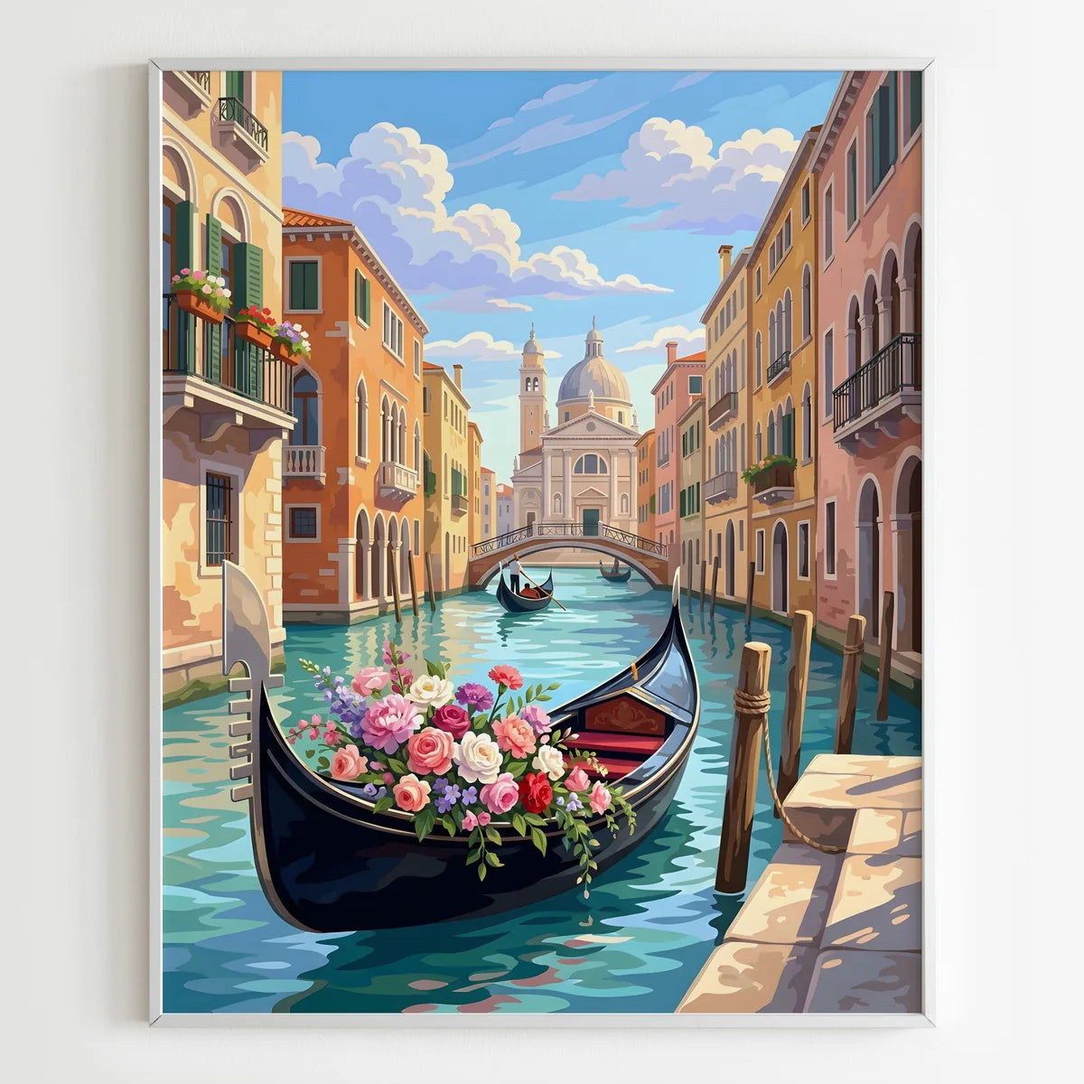 Kit Peinture par Numéros Villes - Gondole fleurie à Venise