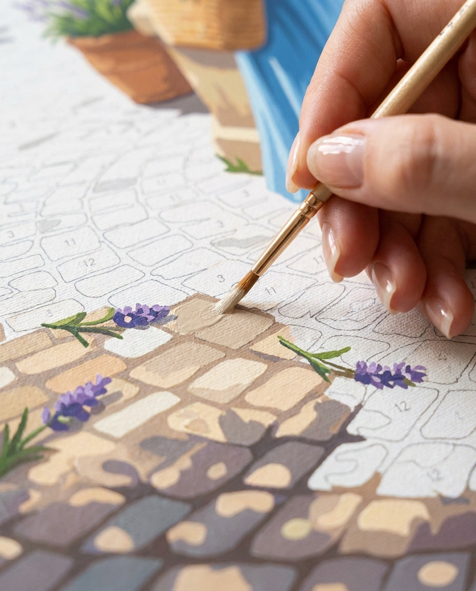 Personne qui peint une Peinture Numeros Marché d’Aix-en-Provence