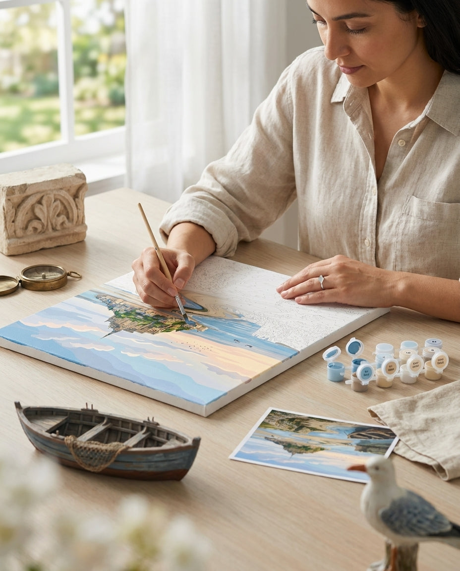 Personne qui peint une Peinture Numeros Mont Saint-Michel
