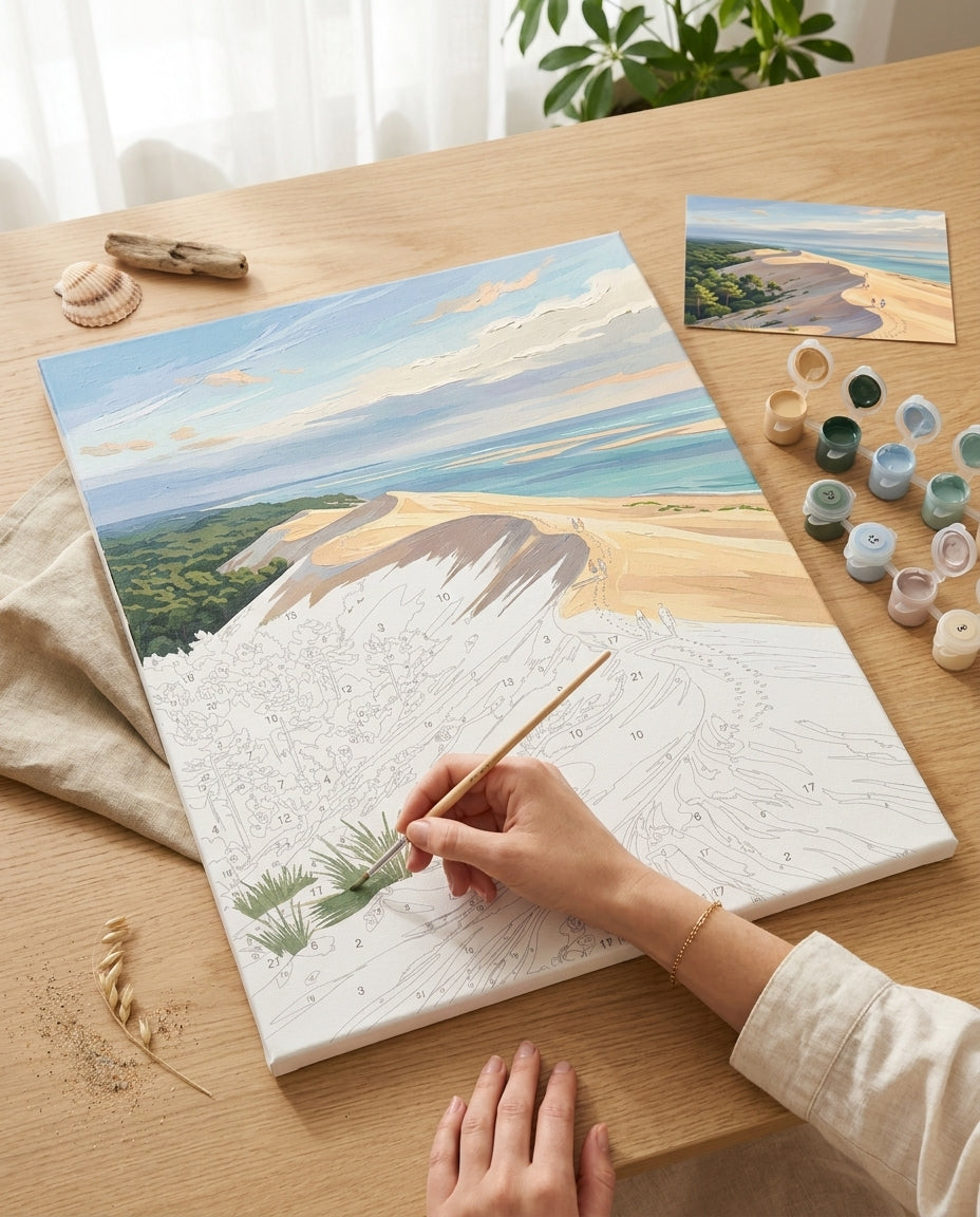 Personne qui peint une Peinture Numeros Dune du Pilat
