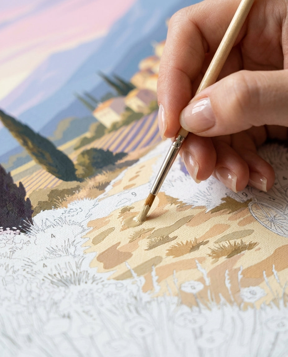 Personne qui peint une Peinture Numeros Paysage Lavande Provence
