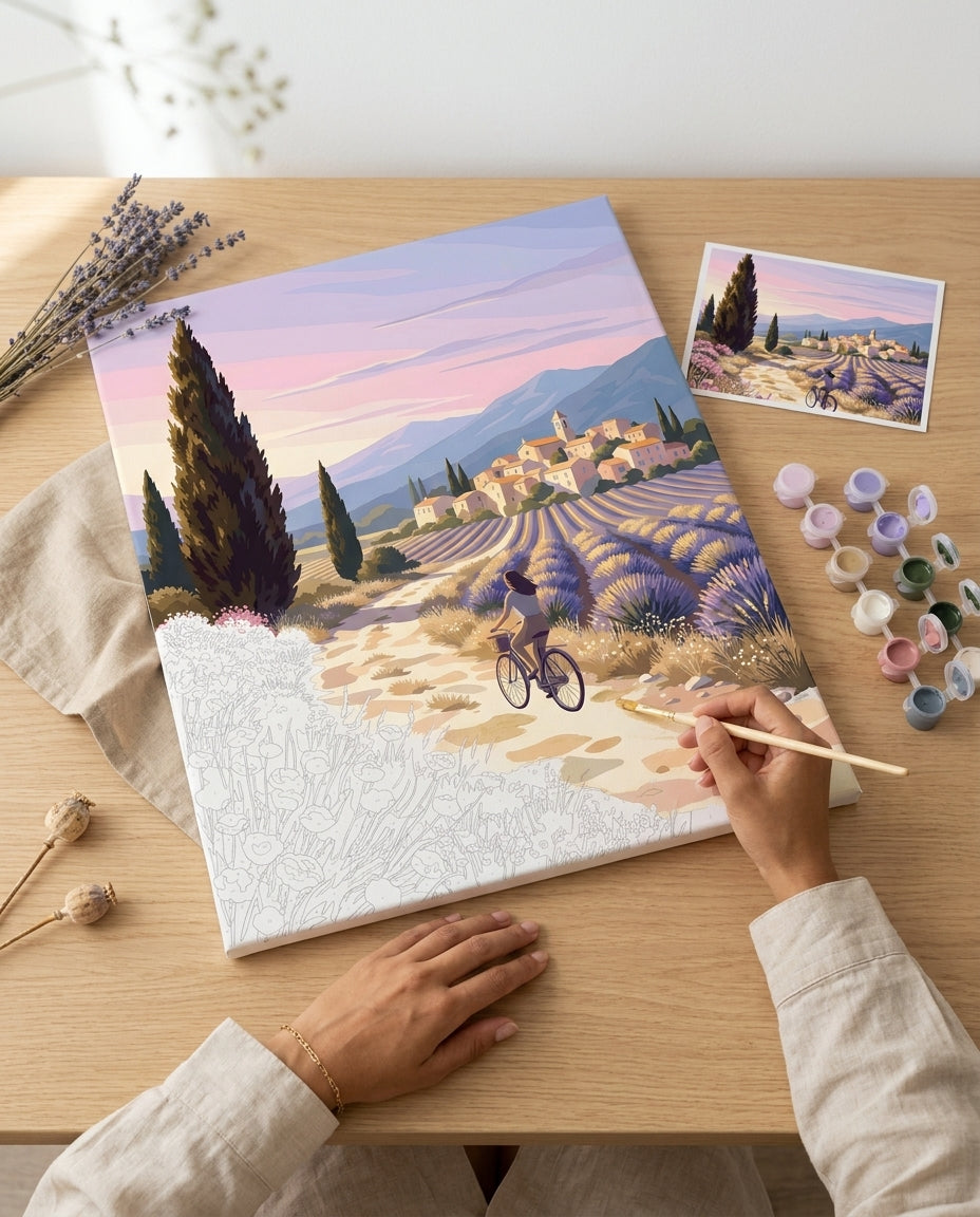 Personne qui peint une Peinture Numeros Paysage Lavande Provence