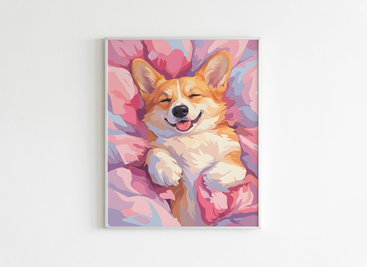 Peinture par Numéros Animaux - Corgi en Cocon - Après