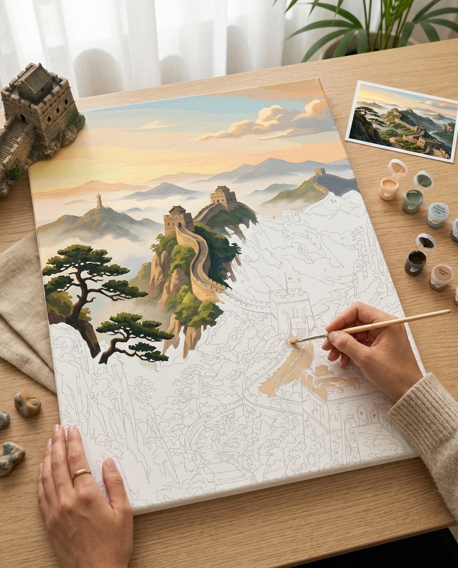 Peinture par Numéros Grande Muraille de Chine Monalulu en cours de réalisation