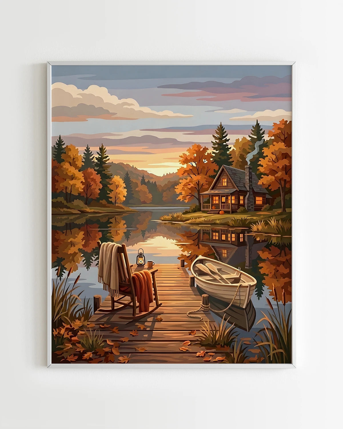 Peinture par Numéros Nature - Chalet Canadien au Lac Automnal