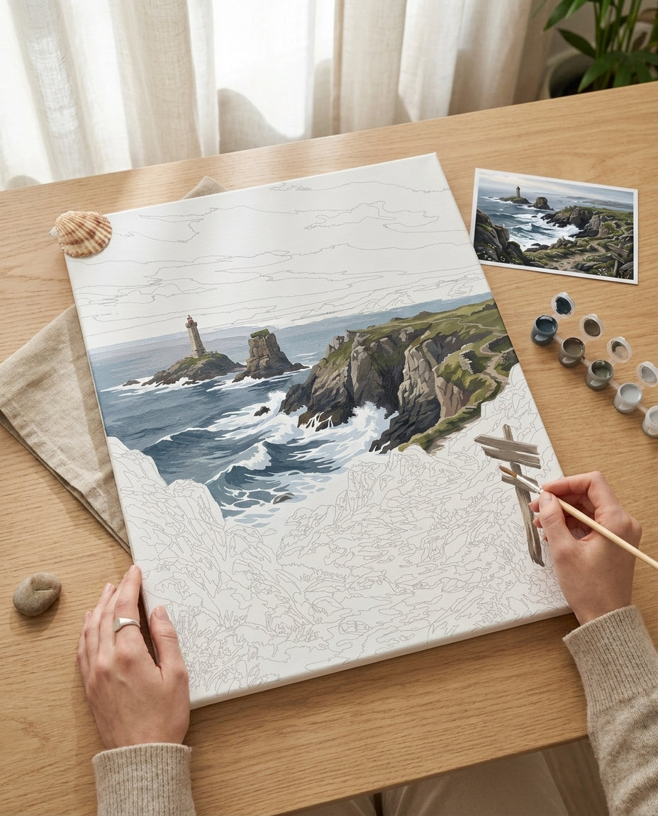 Peinture par Numéros Pointe du Raz Bretonne Monalulu en cours de réalisation