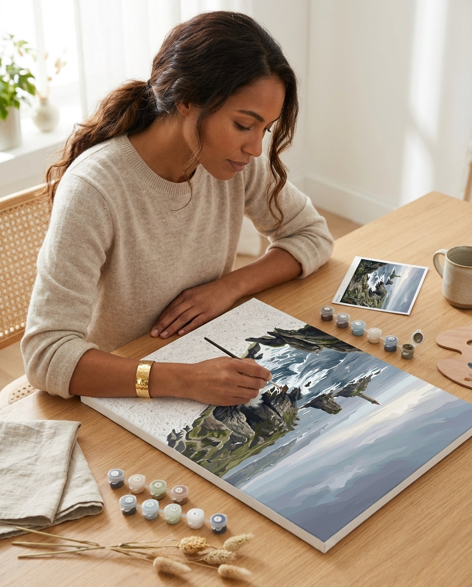 Peinture par Numéros Pointe du Raz Bretonne Monalulu qui se fait peindre