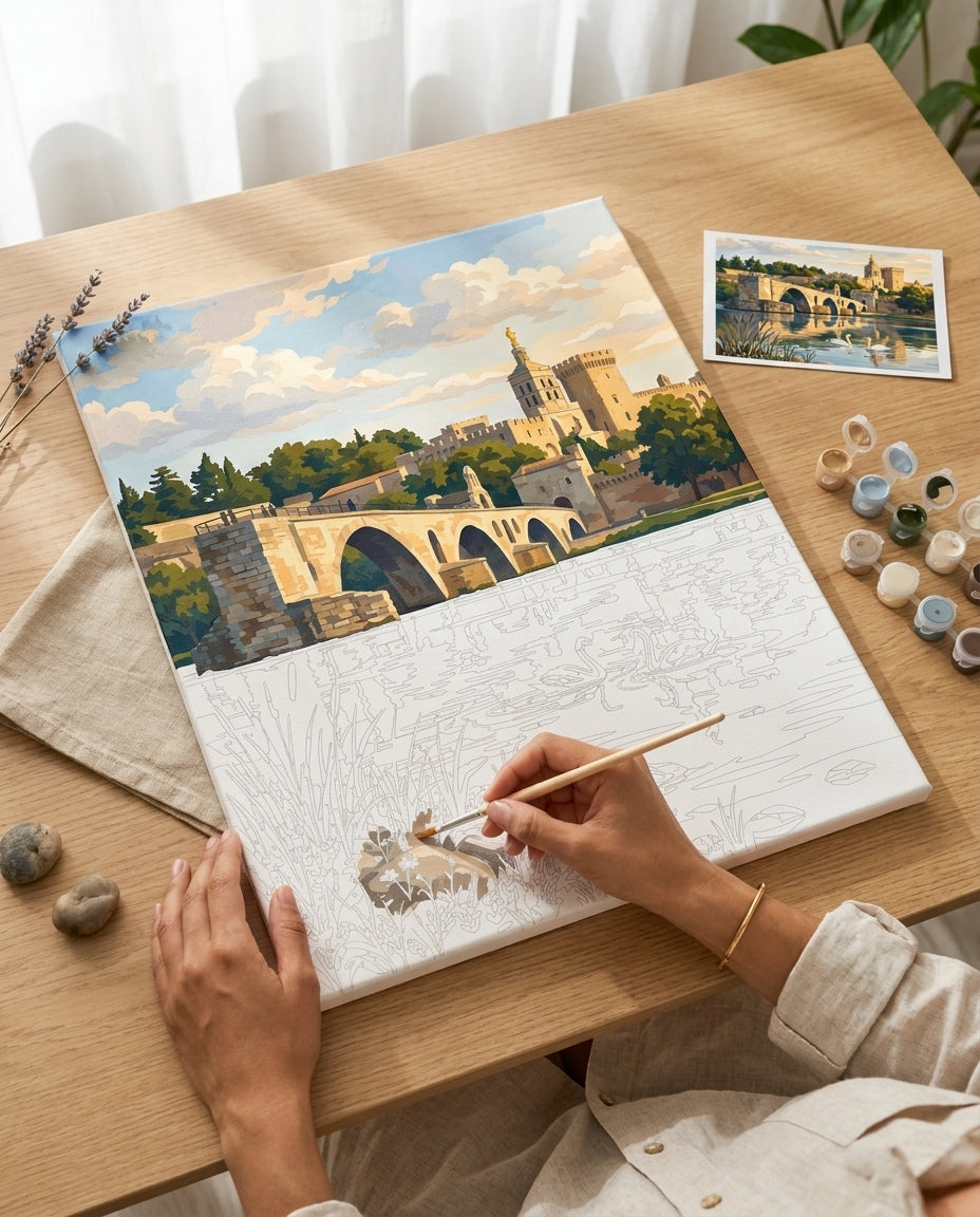 Peinture par Numéros Pont d’Avignon Monalulu en cours de réalisation
