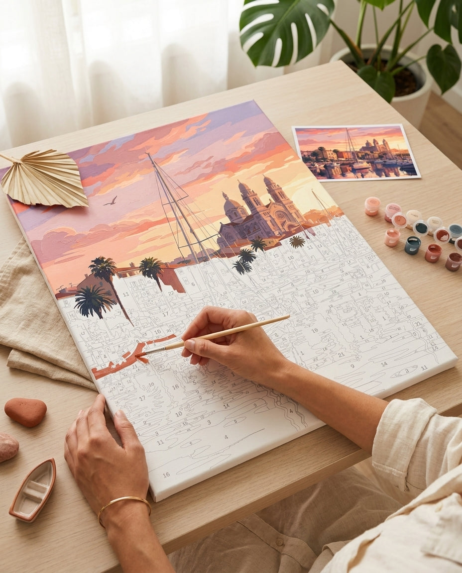 Peinture par Numéros Port de Saint-Raphaël Monalulu en cours de réalisation