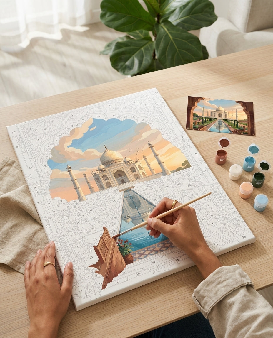Peinture par Numéros Taj Mahal Indien Monalulu en cours de réalisation