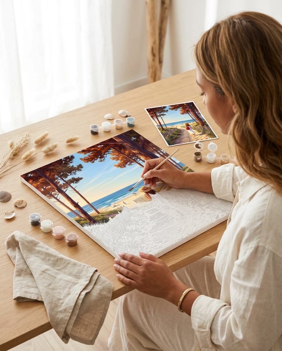 Personne qui peint une Peinture Numeros Plage des Landes