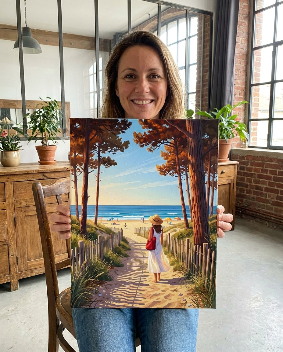 Personne qui peint une Peinture Numeros Plage des Landes