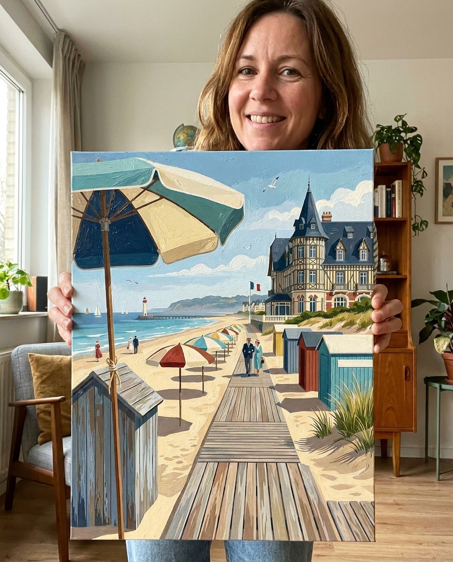 Personne qui peint une Peinture Numeros Promenade à Deauville