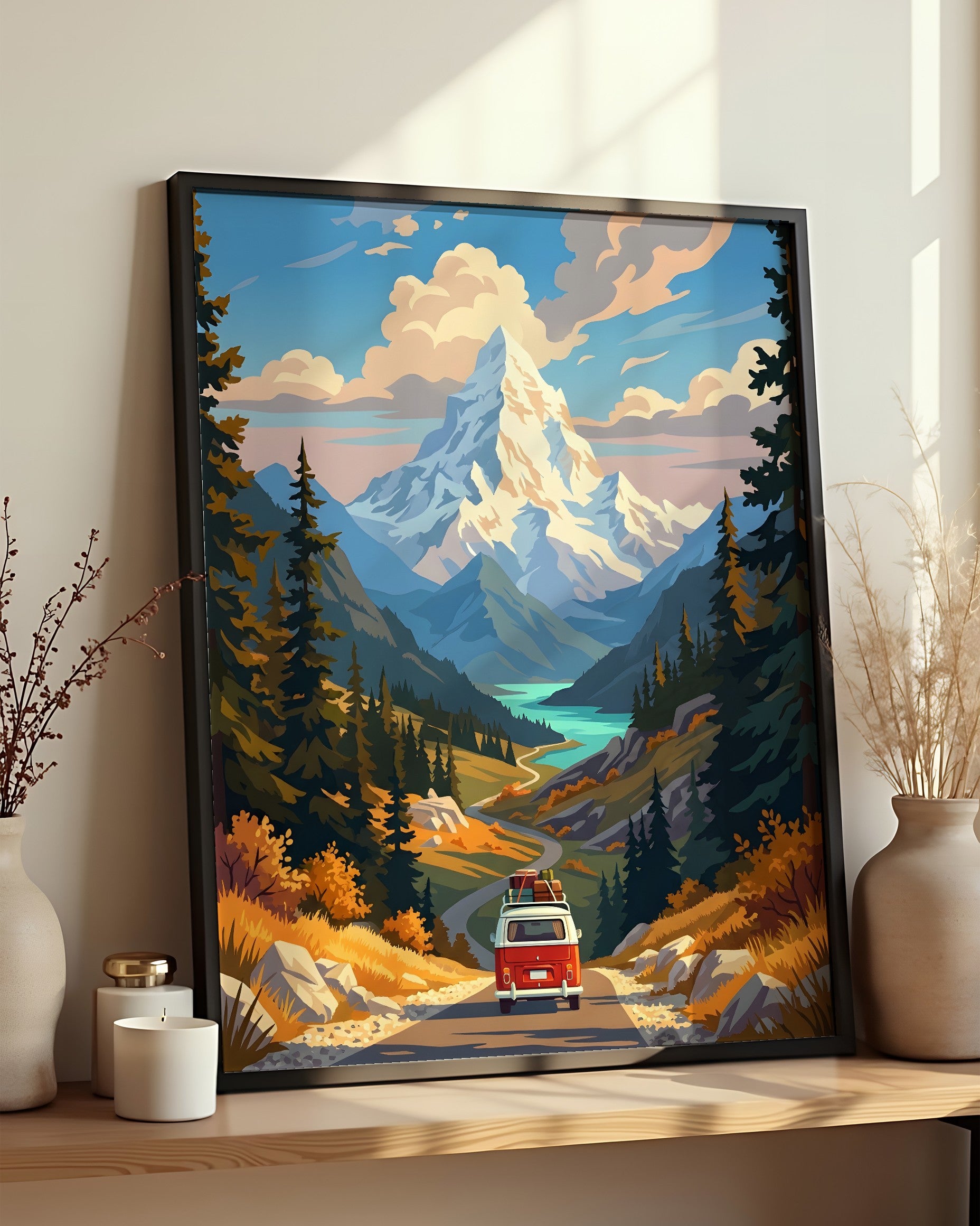 Résultat encadré - Kit Peinture par Numéros - Échappée en Montagne