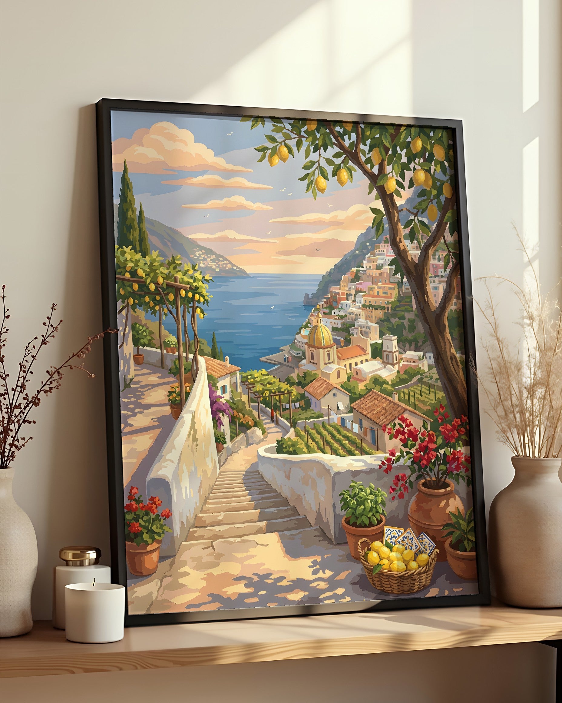 Résultat encadré - Kit Peinture par Numéros - Été à Amalfi