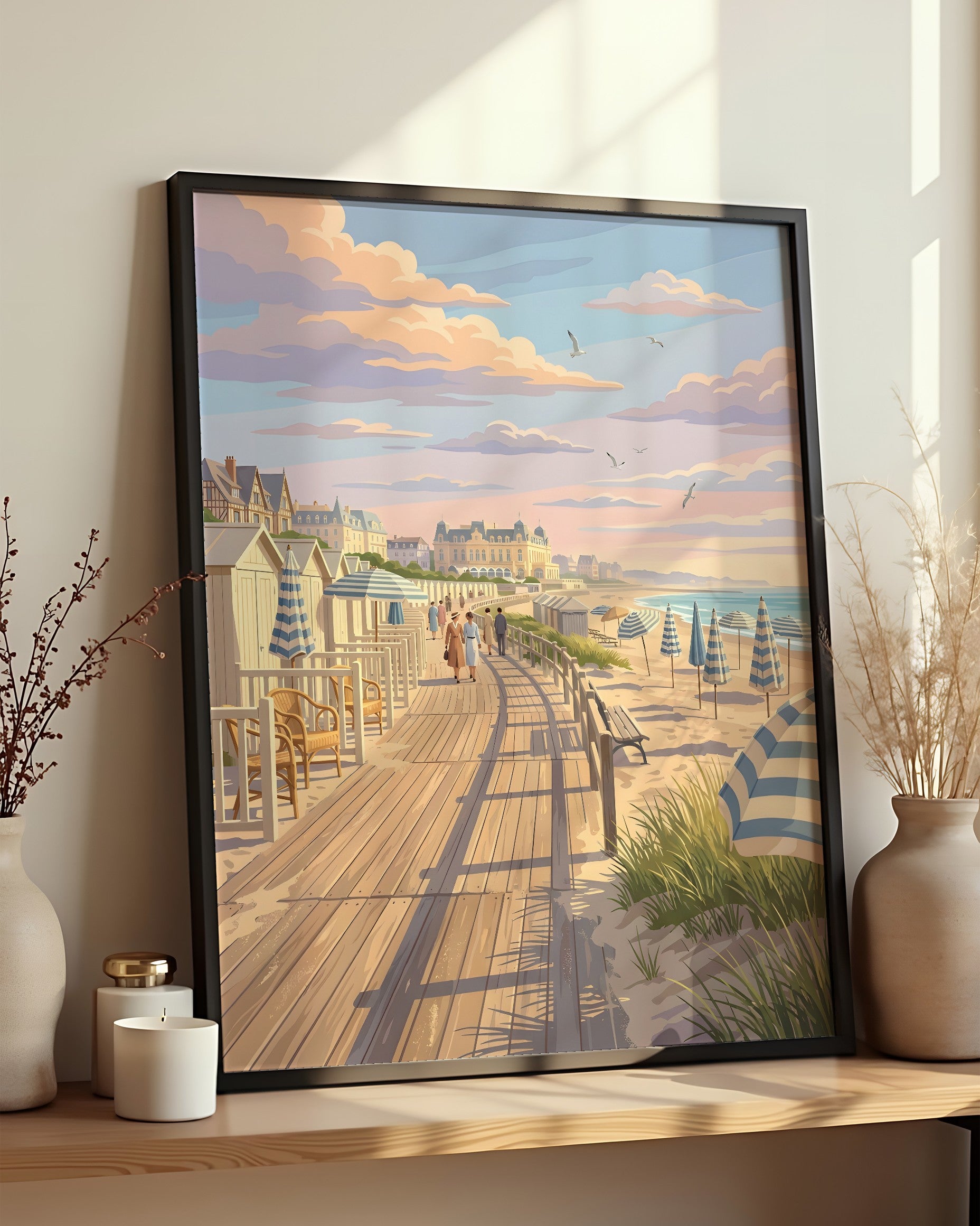 Résultat encadré - Kit Peinture par Numéros - Promenade à Deauville