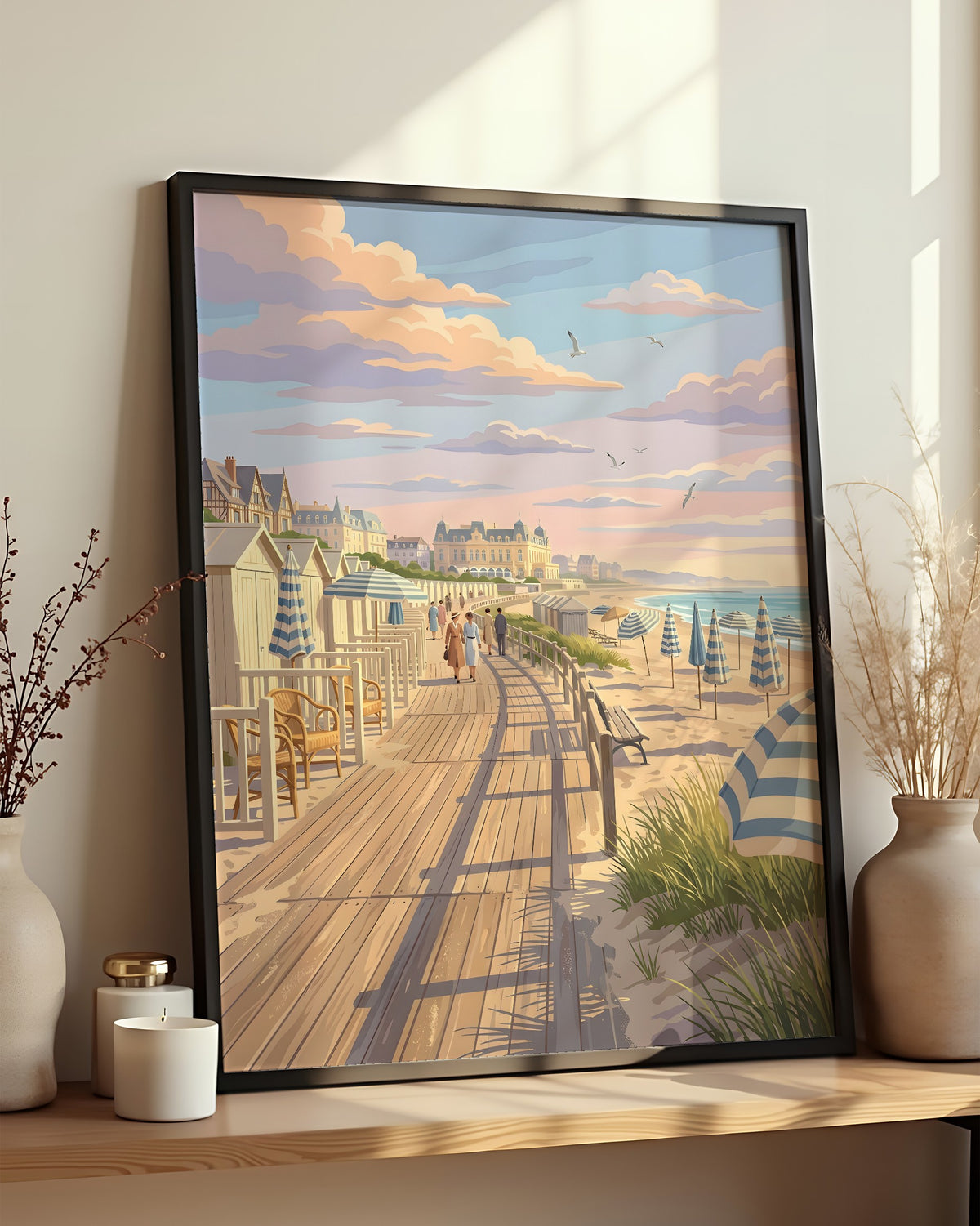 Résultat encadré - Kit Peinture par Numéros - Promenade à Deauville