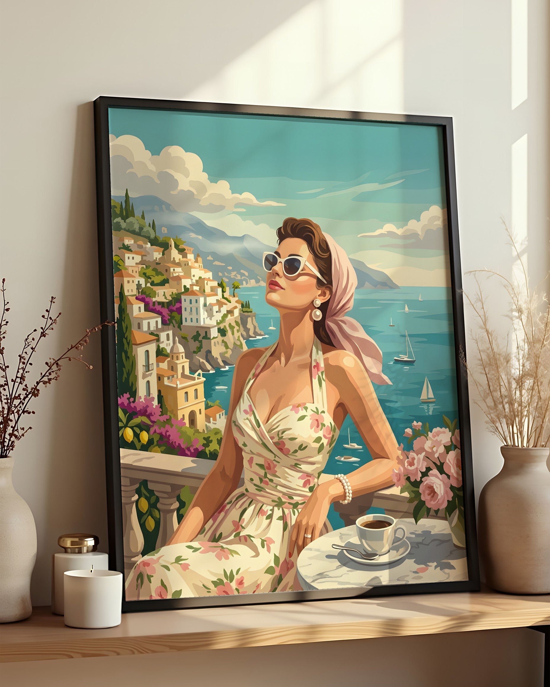 Résultat encadré - Peinture par Numéros - Pause à Amalfi